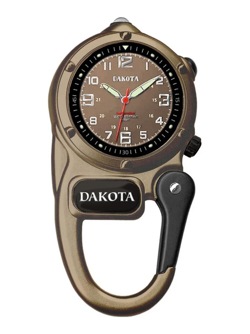 Dakota MiniClip Microlight Pocket Watch with LED Light - Swiss Brown